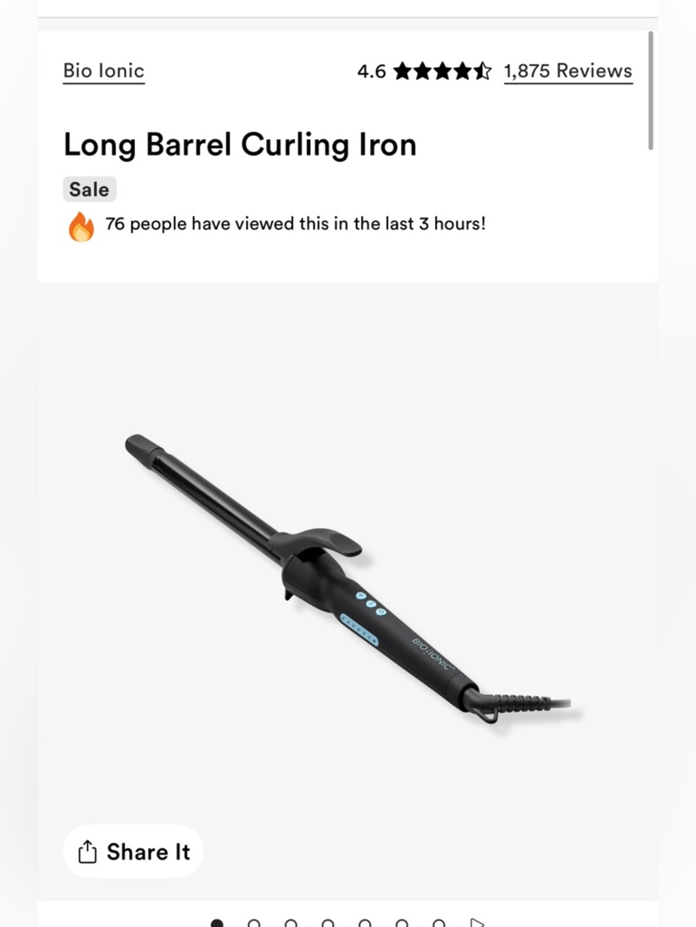 Bio ionic long barrel curling iron